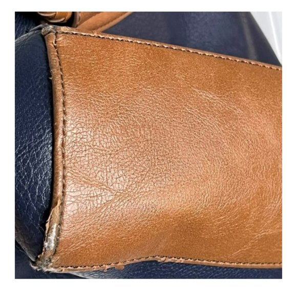 Relic Versatile Pebbled Faux Leather Bag  - Navy/Tan - 13" w x 3.5" d x 11.5” h - Picture 13 of 15